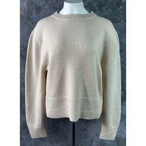 Gentle Herd Women's Thick 100% Cashmere Ivory Crew Neck Sweater sz L (15904)